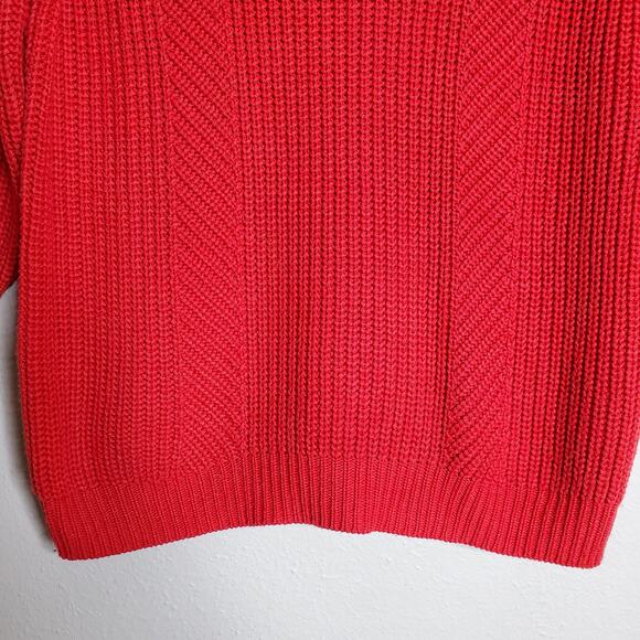 Moussy Red Elbow Sleeve Cable Knit Crew Neck Pullover Sweater Free Size Classic - Picture 5 of 12